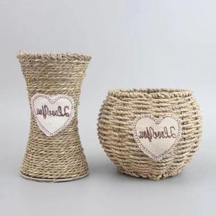 编织花篮客厅摆件干花花束卧室摆设勿忘我花篮田园风