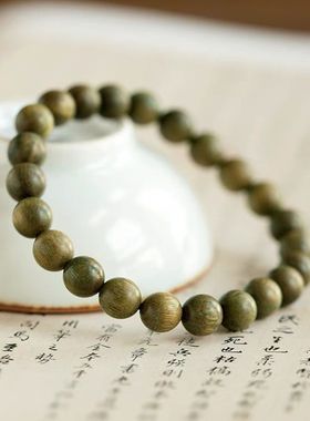 绿檀手串手链木佛珠念珠圣檀木男女短款精工手工磨情侣手串腕饰品