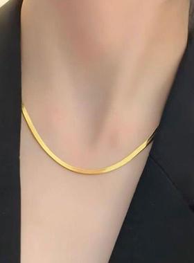 轻奢小众简约高级感钛钢薄片蛇骨项链女ins冷淡风气质复古锁骨链