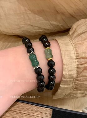 新中式天然东陵玻琉璃串珠豆豆手链女复古国风高级感手串手饰配饰