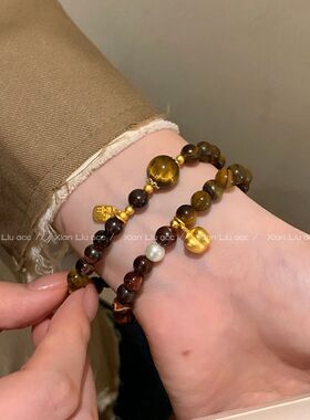 天然虎眼石秋冬手链精致情侣饰品2026女款新款手串复古手饰