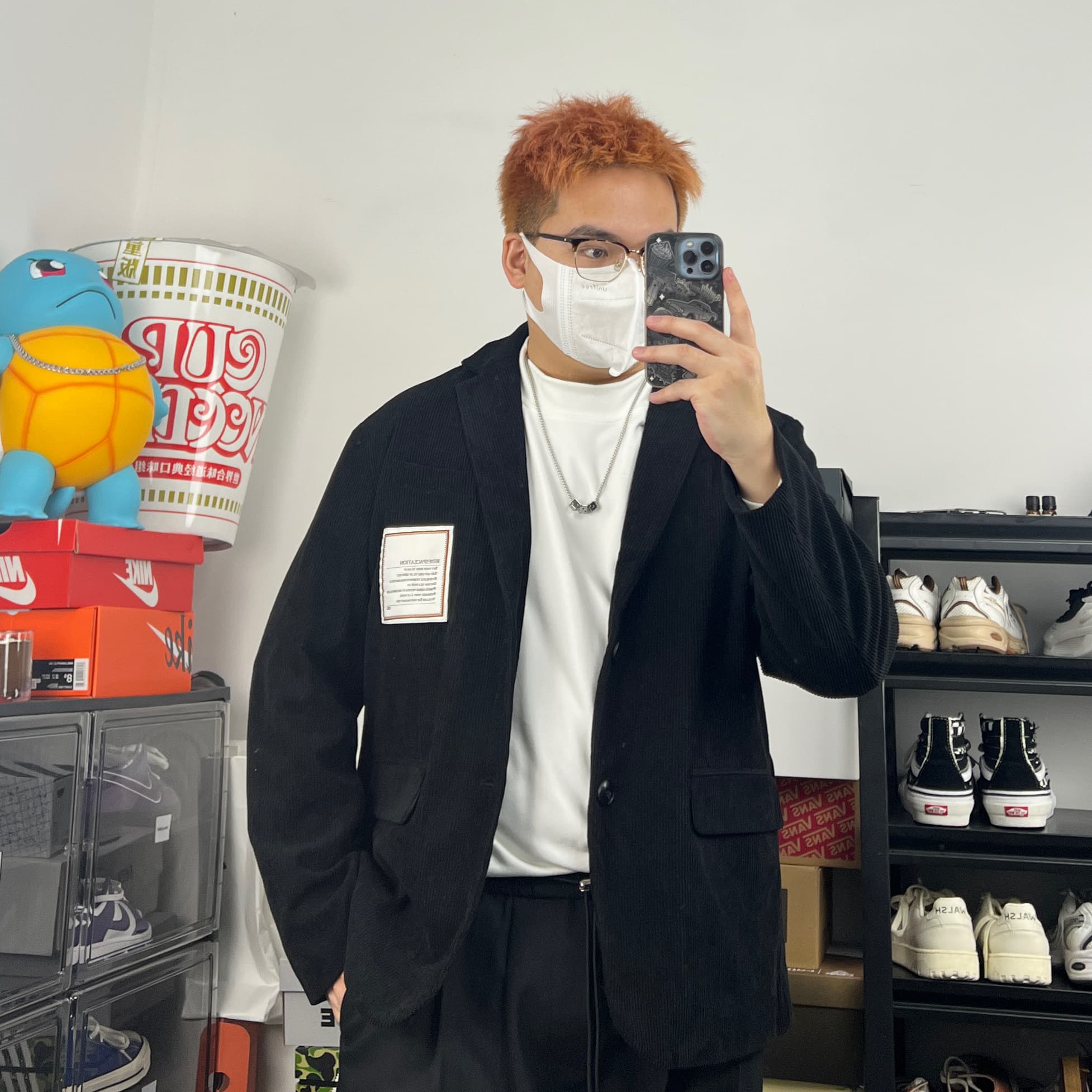 斌斌梨美式慵懒百搭灯芯绒西装上衣微胖男生休闲复古简约西服外套