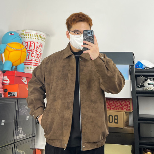 斌斌梨小众风翻领夹克上衣