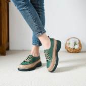 592603头层牛皮纯手工橡胶防滑软底软面圆头深口免系带复古休闲鞋