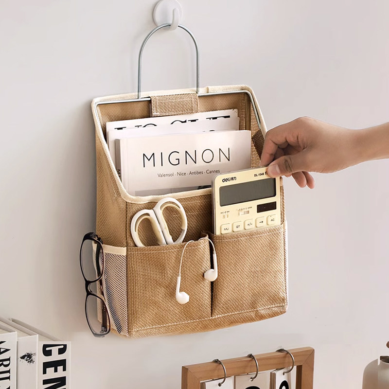 棉麻墙壁床头收纳挂袋多功能壁挂式储物篮子文具杂物整理挂袋家用,收纳整理,收纳挂袋,淘宝优惠券,粉丝福利购,淘宝优惠卷