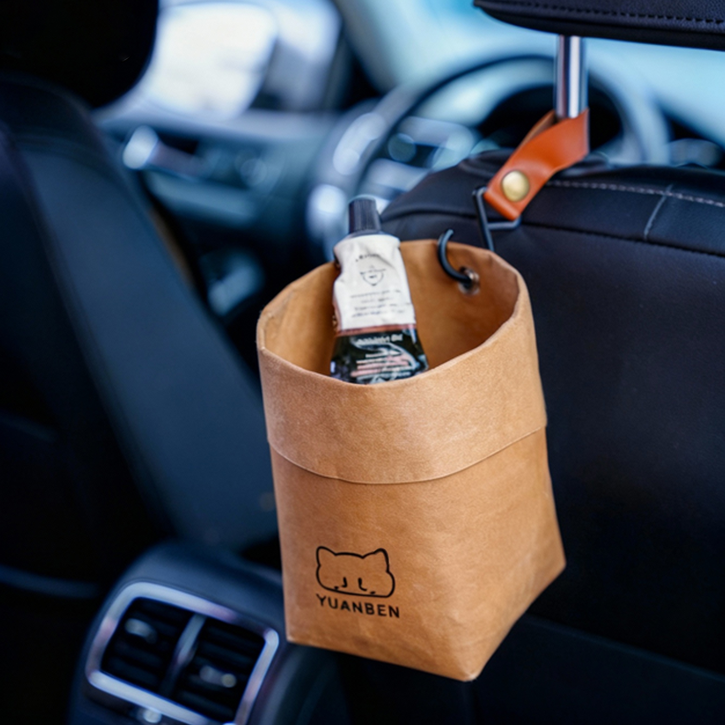 车载牛皮纸挂袋多功能收纳储物袋