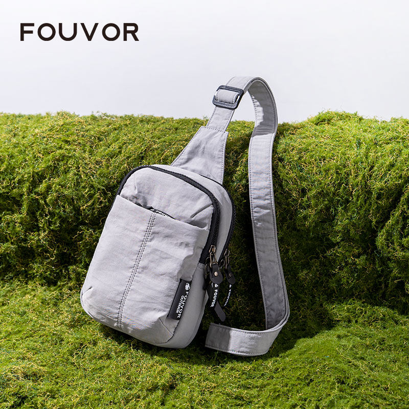 FOUVOR运动旅游胸包男女户外跑步单肩小型背包帆布超轻女生斜挎包