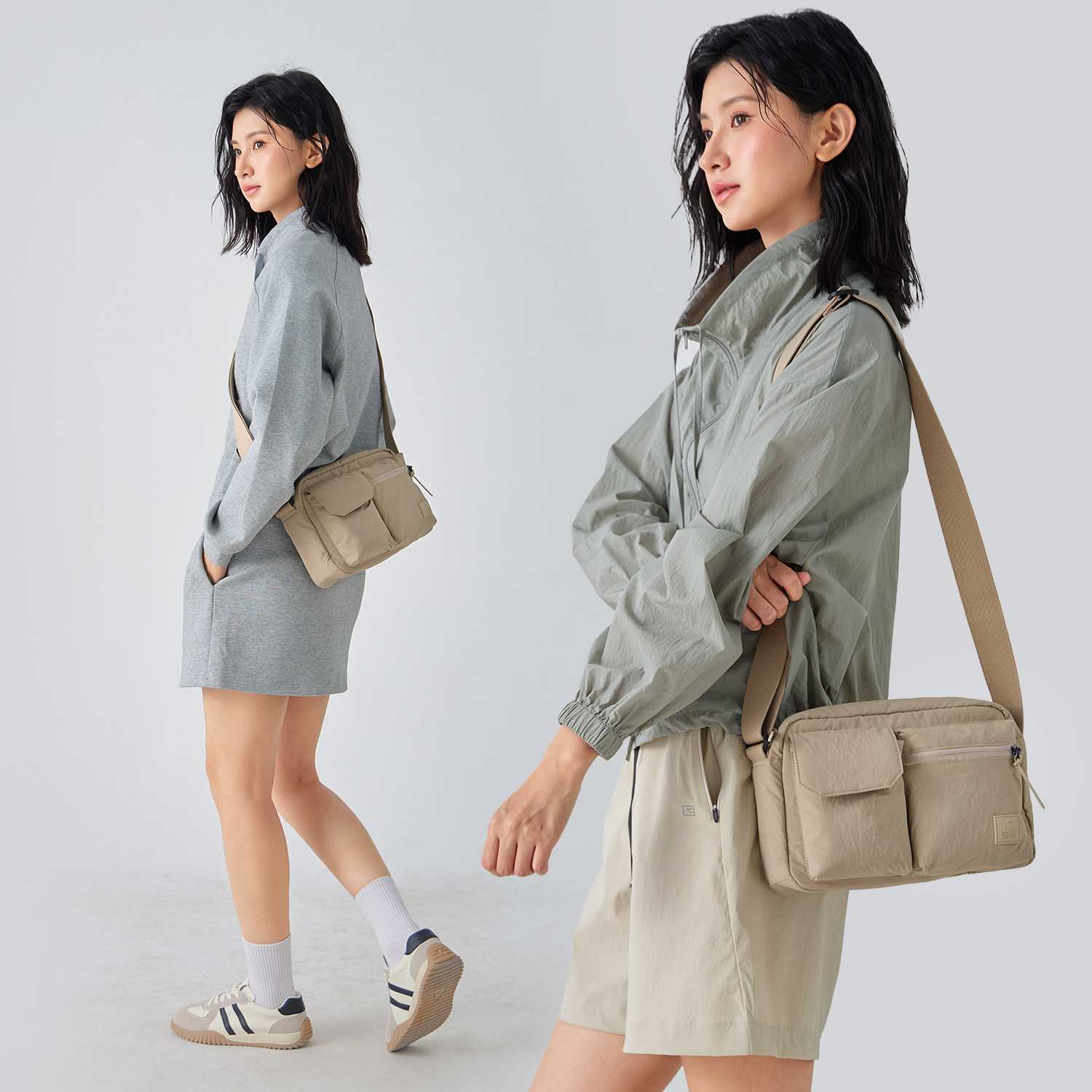 FOUVOR零感手机斜挎包轻便5L大容量女包户外旅游小包包帆布女士冬