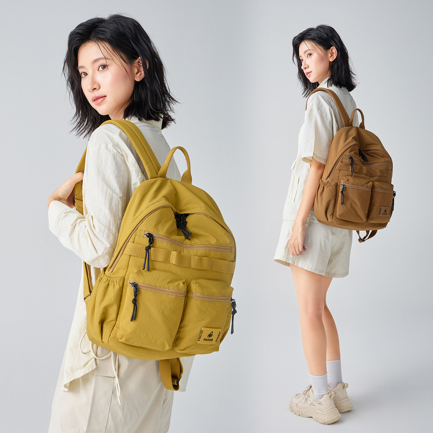 火狐新款旅行双肩包通勤旅游轻便背包女尼龙大容量高中生书包女士