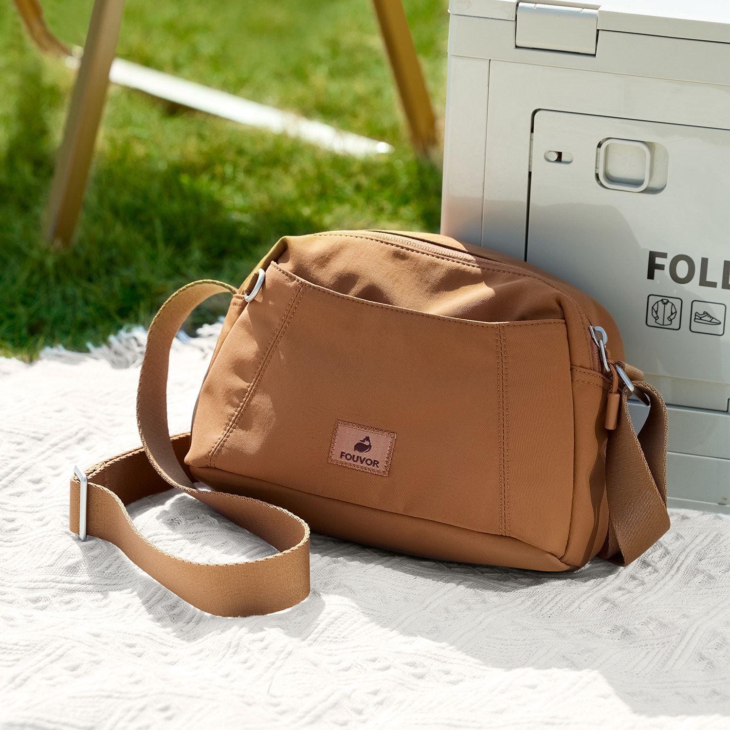 Fouvor机能风单肩斜挎包超轻零压轻便手机包女帆布户外便携小包包