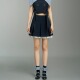 条纹拼接半裙藏青色百褶裙短款 YIJIANGLAN 2025AW新品 设计8D6107