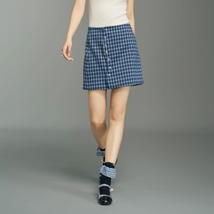 YIJIANGLAN 半裙格纹设计感小众气质优雅短裙MIU系8D6179 早秋新品