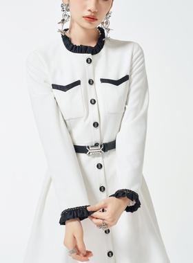 YIJIANGLAN 新款修身显瘦气质女人连衣裙外套白色法式优雅24D6985