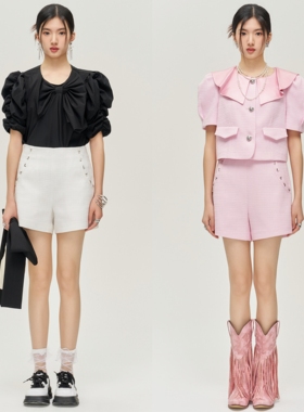 YIJIANGLAN小香风短裤财阀千金风优雅气质YJL24C6707