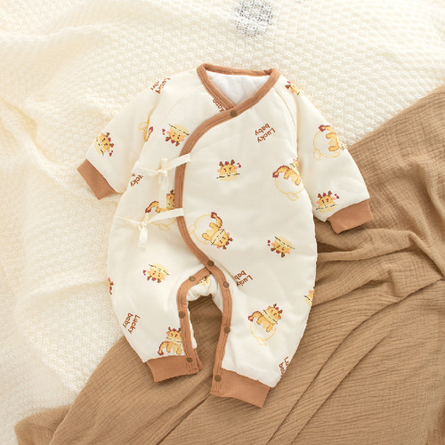 a类纯棉秋冬薄夹棉连体衣