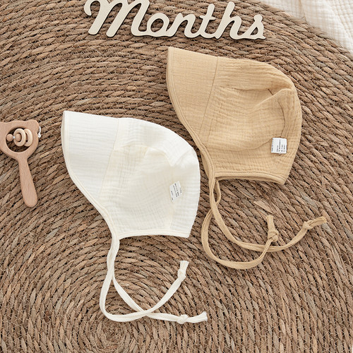 宝宝夏季纱布遮阳帽子新生婴儿