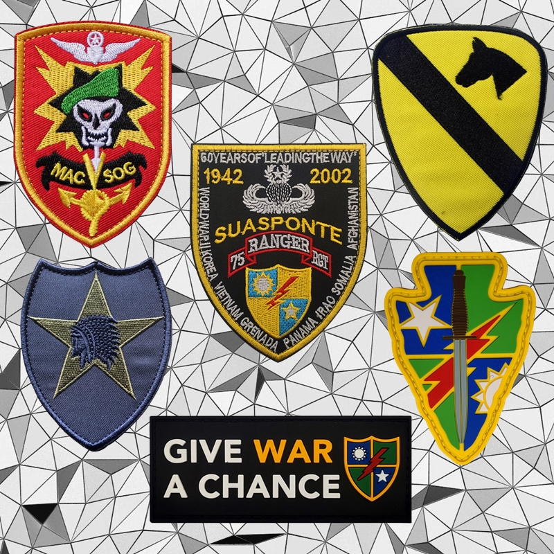 美国游骑兵臂章驻越顾问刺绣魔术贴徽章骑兵胸章战术背包贴士气章