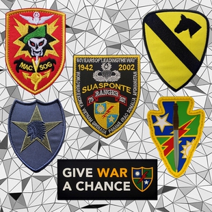 美国游骑兵臂章驻越顾问刺绣魔术贴徽章骑兵胸章战术背包贴士气章