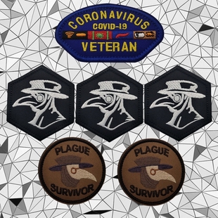 欧洲黑死病瘟疫刺绣魔术贴徽章 鸟嘴医生胸章 病毒专家臂章士气章