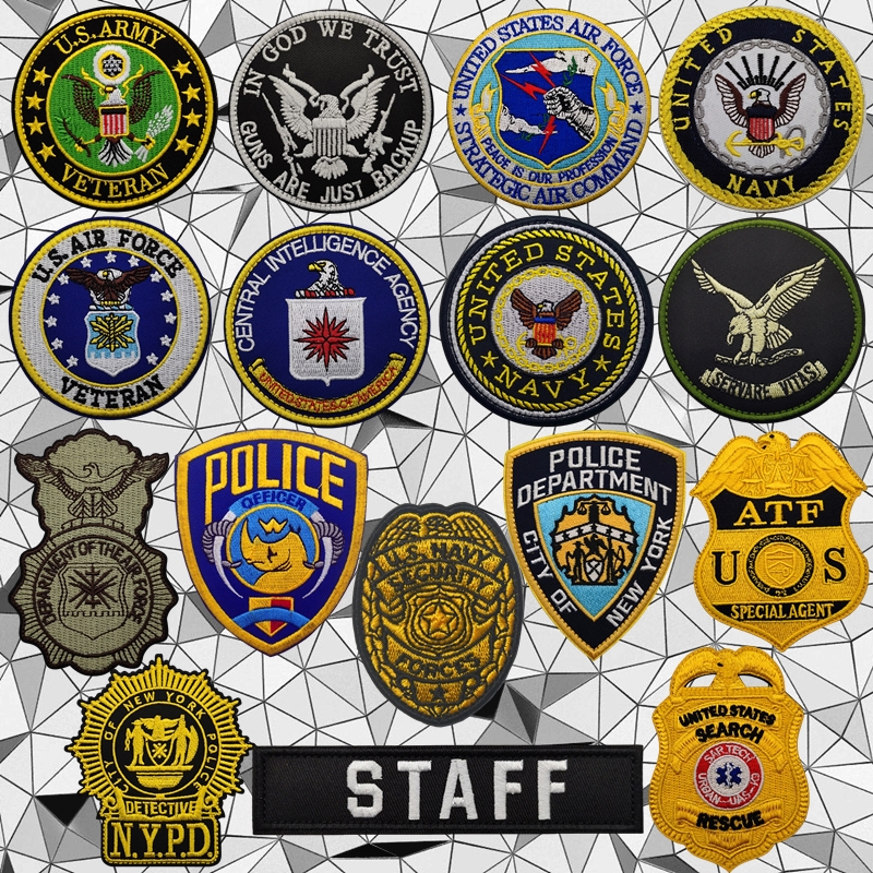美国各部门系列军迷COS士气章战术背心魔术贴徽章 户外背包头盔贴
