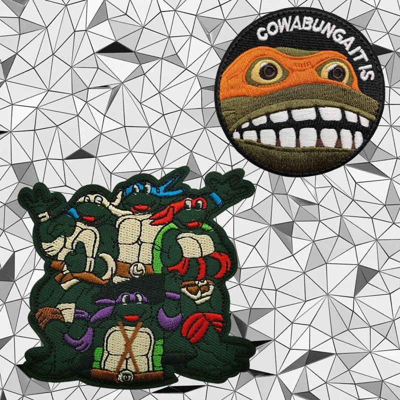 忍者神龟刺绣魔术贴徽章小乌龟动漫士气章军迷臂章战术背包贴布贴