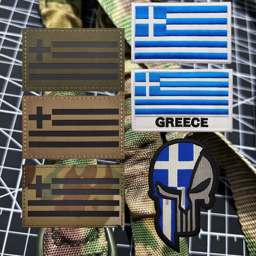 Greece希腊国旗魔术贴徽章IR反光旗帜士气章斯巴达臂章战术背包贴