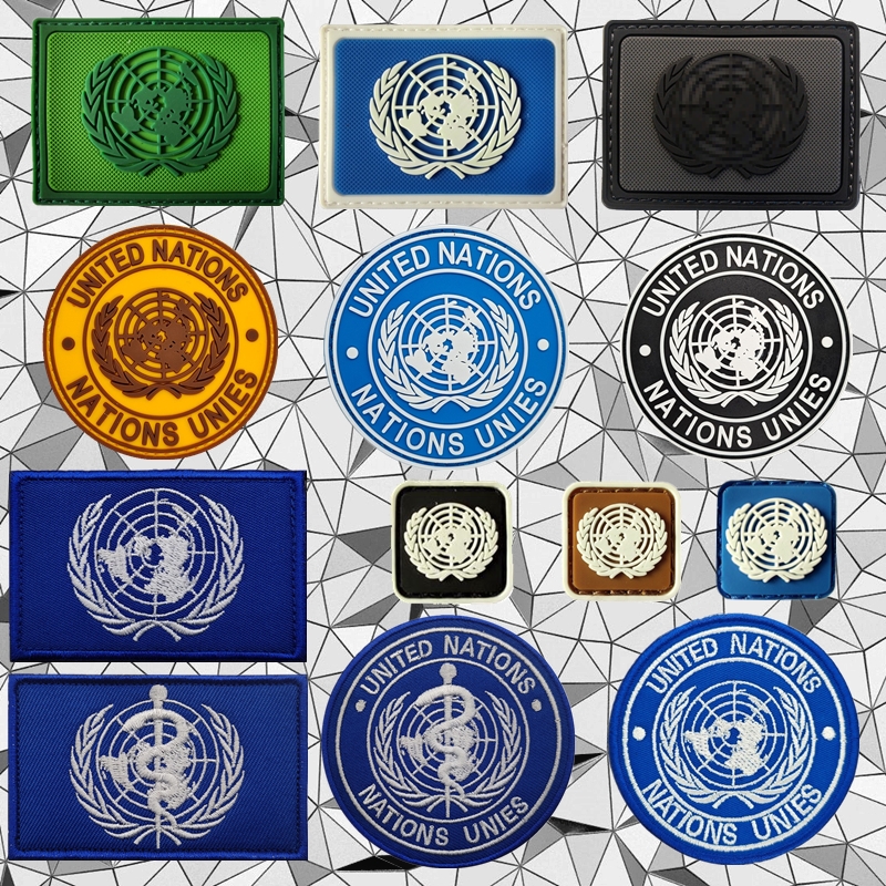 UN联合国维和臂章战术背心士气章 WHO卫生组织军迷魔术贴徽章背包