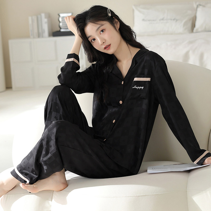 睡衣女春秋季冰丝长袖薄款丝绸夏天家居服可外穿2025年新款高级感