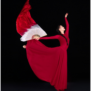 夏辉同款我爱你中国舞蹈演出服女古典舞万疆扇子舞光亮现代大摆裙