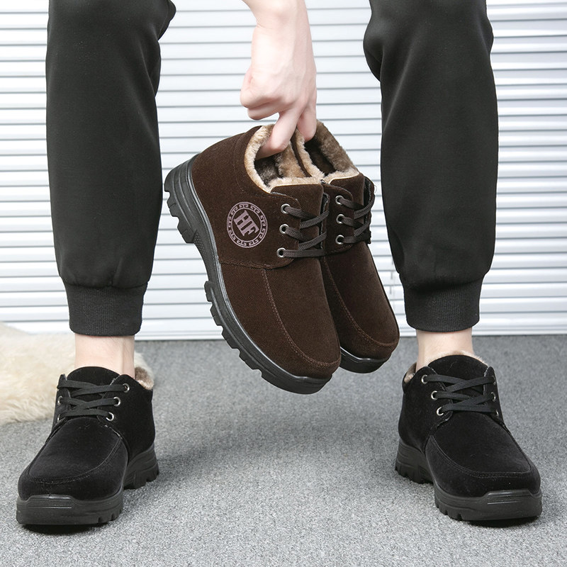 COTTON SHOES MENS SHOES WINTER VELVET THICKENED WARM SHOES MENS SNOW BOOTS PLUS SIZE MIDDLE-AGED AND ELDERLY OLD BEIJING DAD SHOES