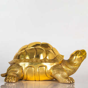 饰工 铜乌龟摆件纯黄铜乌龟招财龟千年龟巴西龟老人贺寿礼品客厅装