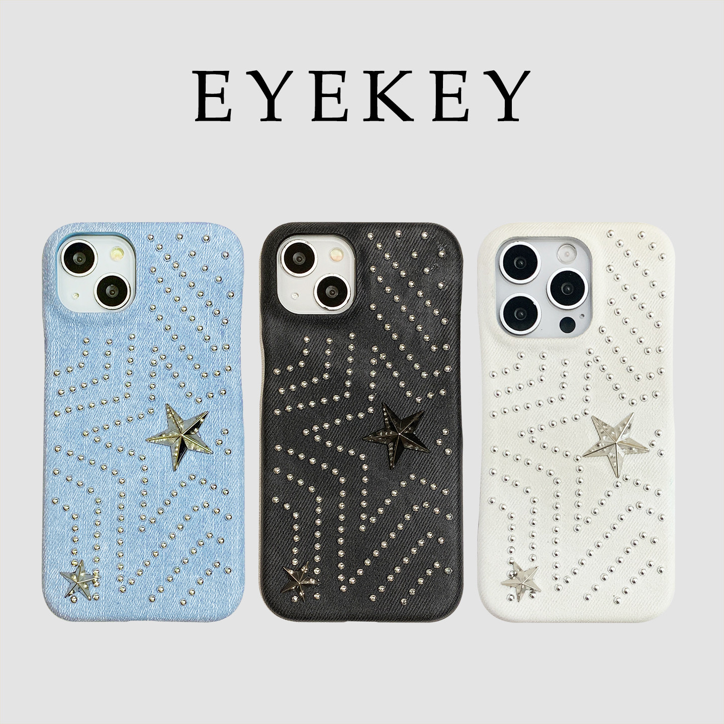 ins时髦个性牛仔立体铆钉五角星星适用iphone17ProMa
