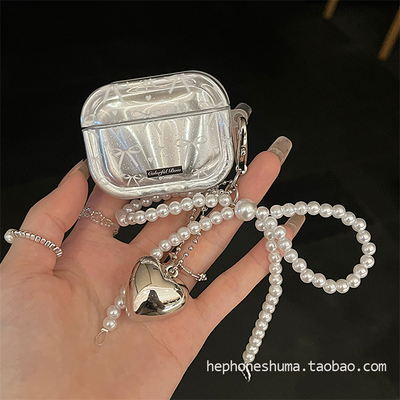 高级感电镀蝴蝶结挂件适用airpods pro保护套airpods4/3/2代苹果无线蓝牙耳机壳