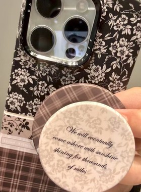 复古风小碎花格纹磁吸支架适用iphone17ProMax苹果16手机壳14菲林硬壳15女13