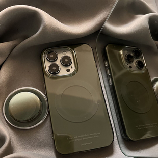 小众高级复古墨绿色适用适用iphone17ProMax苹果16手机壳14磁吸支架15女13