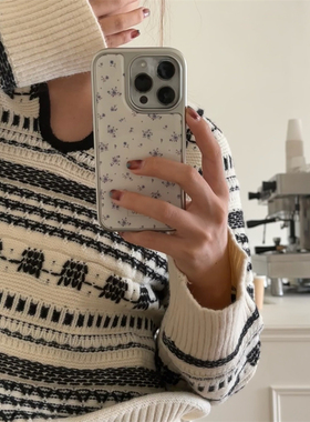 小众ins温柔紫色小碎花适用iphone17ProMax苹果16手机壳14滴胶15女13