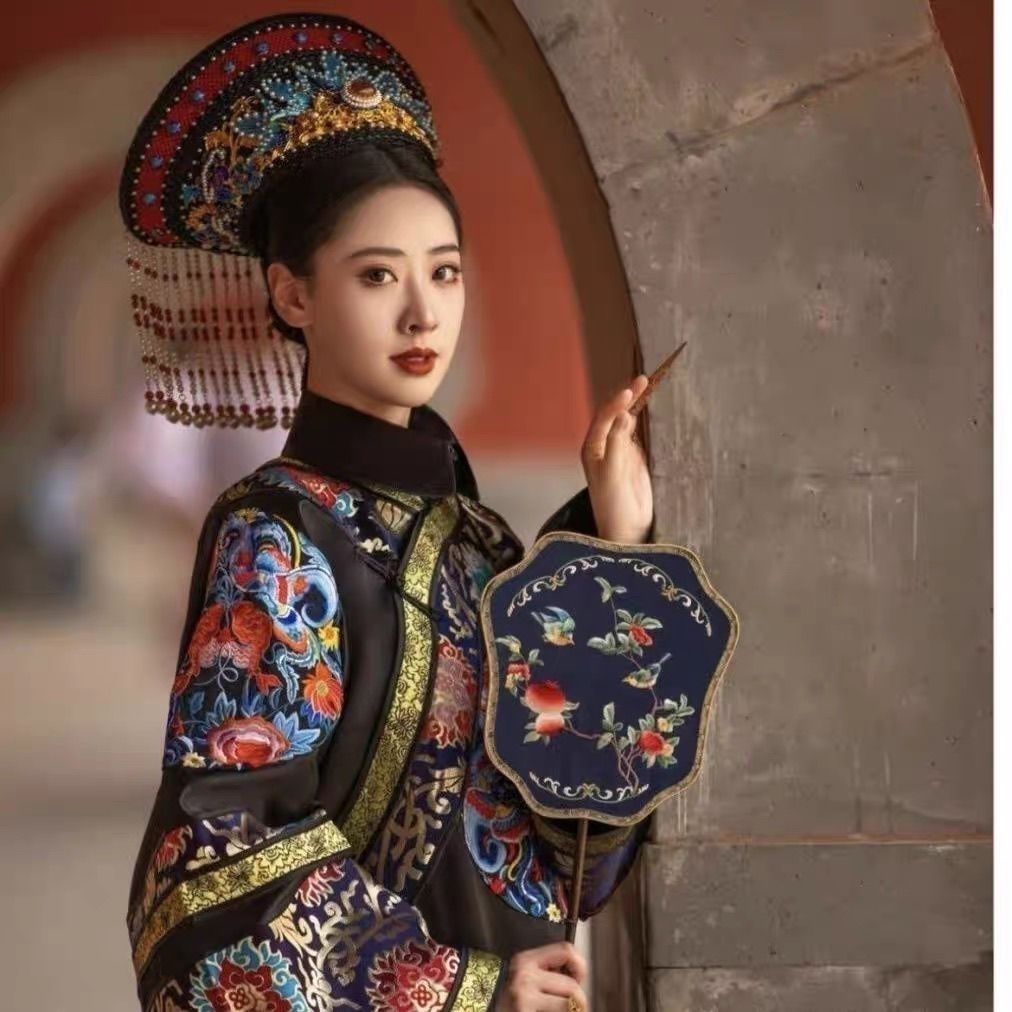 春新款传统服饰原创清汉女淳工印花祺装古风非汉服连衣裙大袖古装