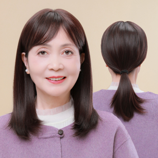 假发女长发自然仿真发全真人发丝全头套时尚减龄可扎中长款假发套