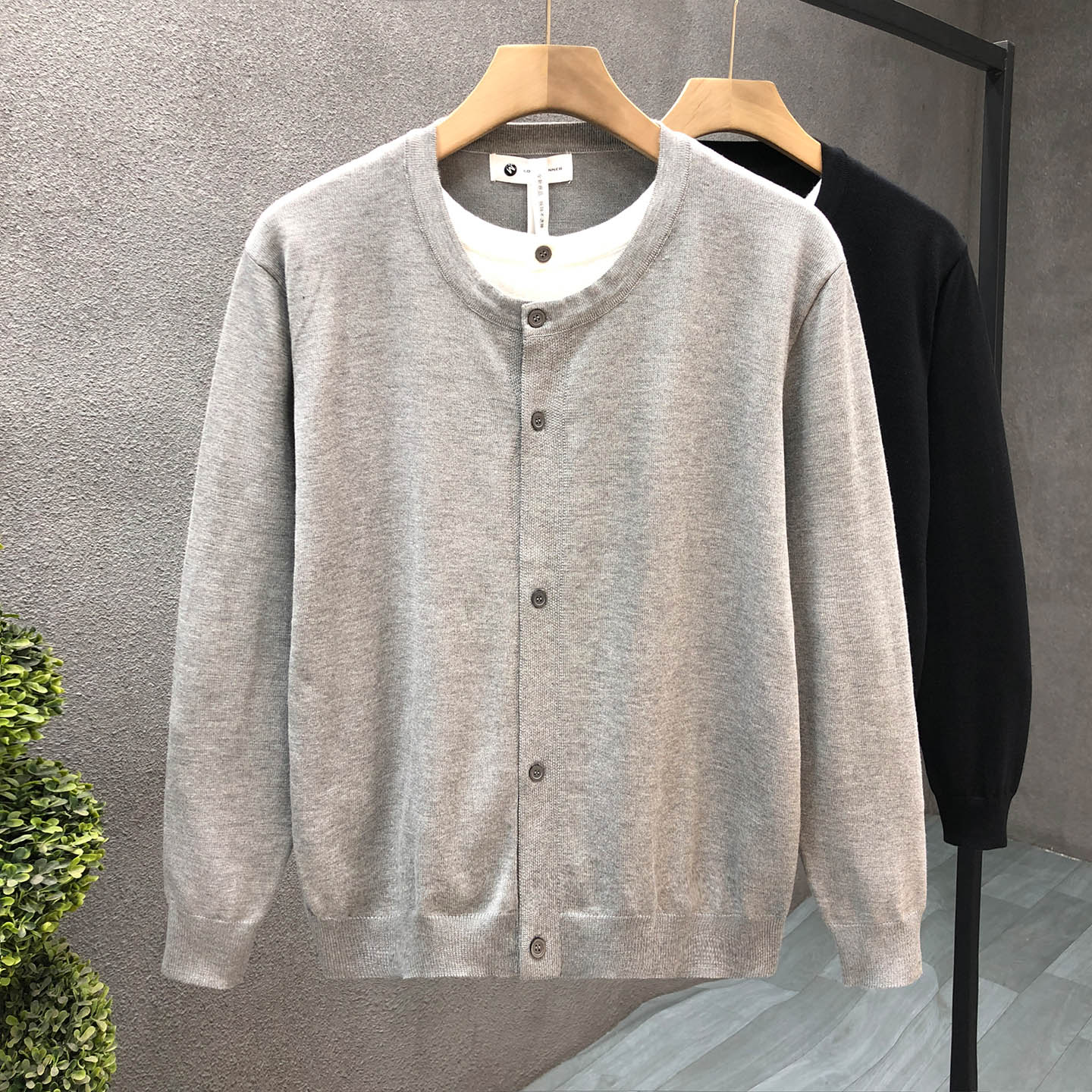 老钱风休闲假两件毛衣男款潮流圆领针织衫外套男士秋冬季外1118r