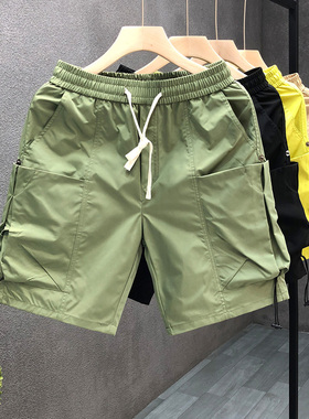 绿色工装短裤男夏季潮牌时尚休闲五分裤2026新款男士薄款半0609z