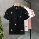 Летняя футболка polo, с медвежатами, с вышивкой, короткий рукав