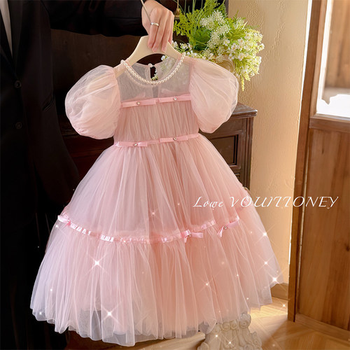 女童粉色公主裙夏儿童蓬蓬礼服裙