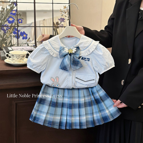 女童套装夏朱迪学院风制服两件套
