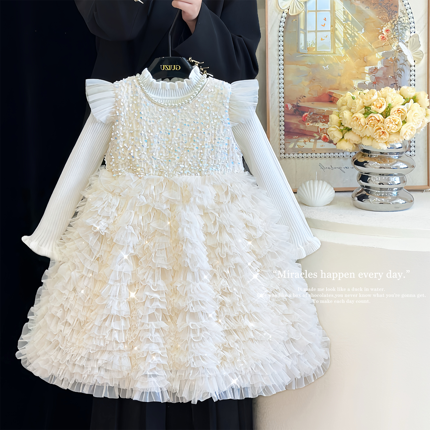 女童连衣裙秋冬时髦亮片公主裙