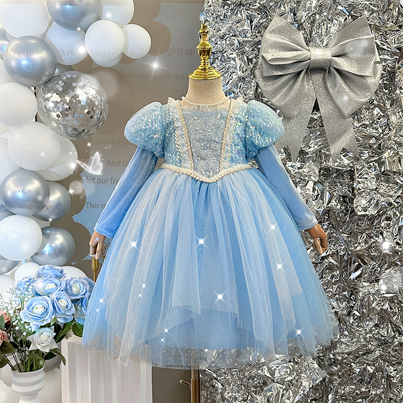 女童爱莎公主裙秋季冰雪奇缘裙子