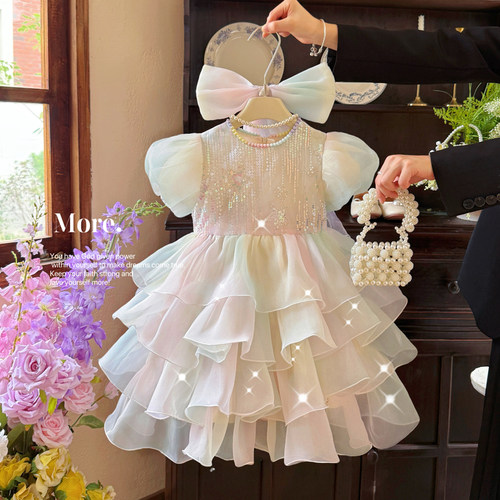 女童夏季白色洛丽塔蓬蓬裙婚礼服