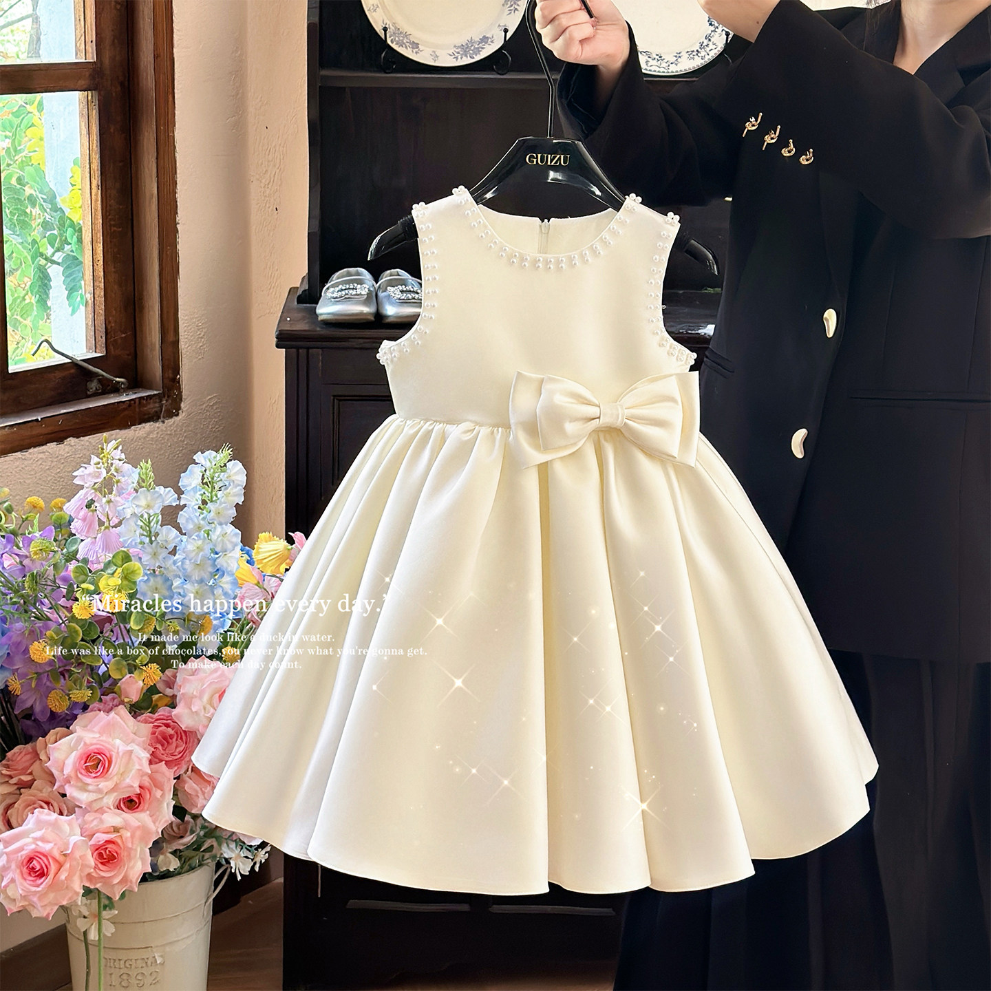 高端缎面礼服裙夏季女童公主裙图片