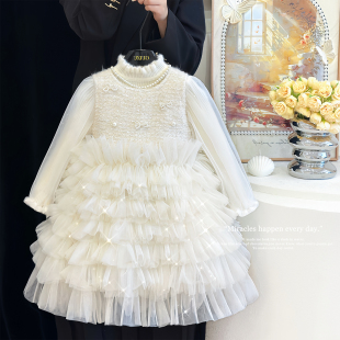 女童小香风连衣裙套装 高级感生日公主裙洋气蓬蓬纱裙 秋冬2025新款