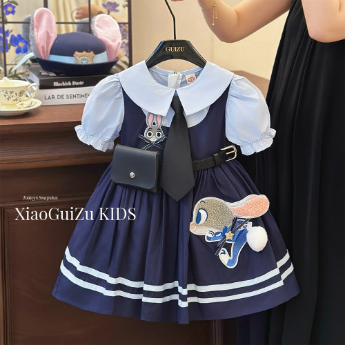 女童朱迪兔子警官cos衣服夏季2026新款儿童服装迪士尼宝宝公主裙