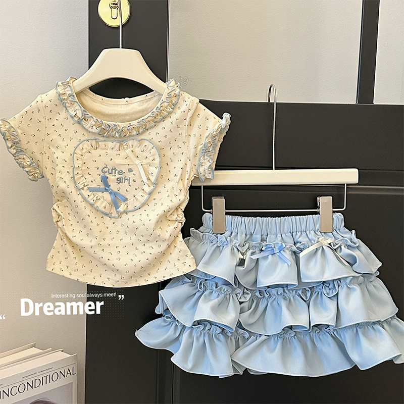 女童套装夏季韩版时髦碎花两件套